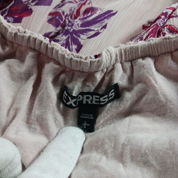 Express 90s Y2K Pink Asymmetrical Ruffled Floral Midi Sundress Womans L. Whimsy. - Picture 2 of 14